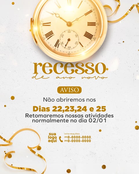 AVISO HORÁRIO DE FUNCIONAMENTO RECESSO DE ANO NOVO FEED
