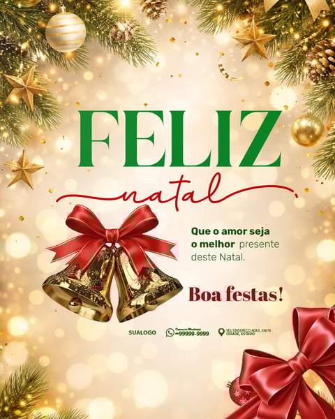 FELIZ NATAL 25 DE DEZEMBRO SOCIAL MEDIA PSD EDITÁVEL