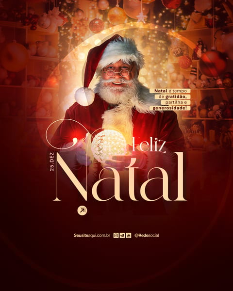 FELIZ NATAL 25 DE DEZEMBRO SOCIAL MEDIA PSD EDITÁVEL