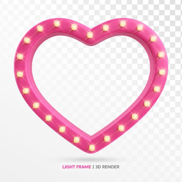 BASE EM FORMATO DE CORAÇÃO COM LUZES ELEMENTO 3D PARA DIA DAS MÃES