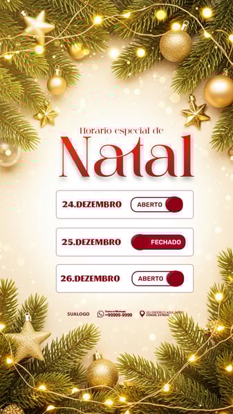 ATENÇÃO HORÁRIO ESPECIAL DE NATAL 6 ST