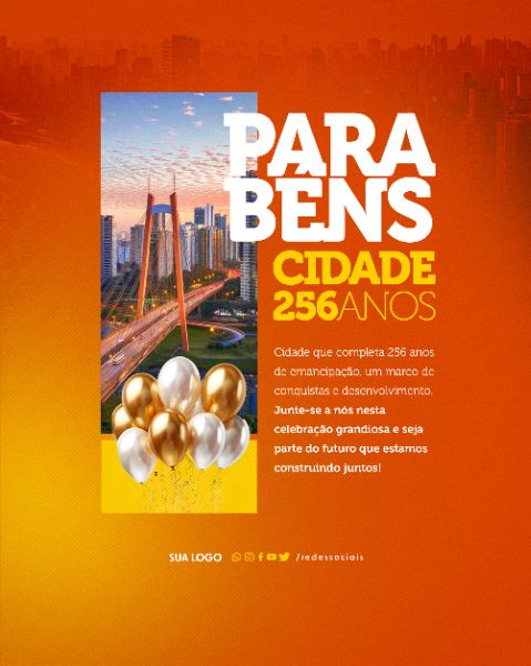 SOCIAL MEDIA - ANIVERSÁRIO CIDADE - LARANJA