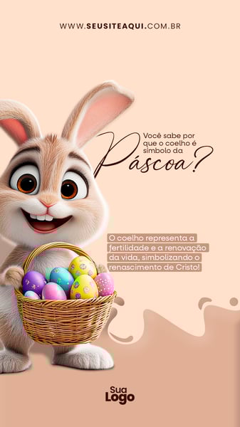 Story Feliz Páscoa, Coelhinho, Chocolate - Social Media