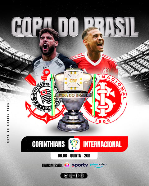 Copa do Brasil Corinthians vs Internacional Arte do Jogo PSD Editável