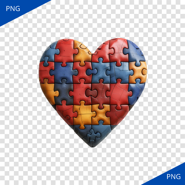 CORAÇÃO DE QUEBRA-CABEÇA COLORIDO - PNG