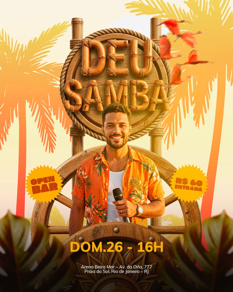 FLYER EVENTO DE SHOWS DEU SAMBA FEED 250