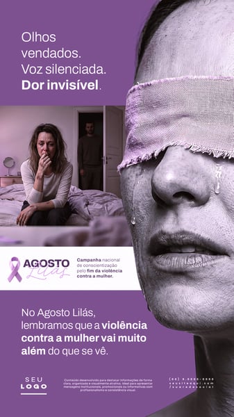 AGOSTO LILÁS CAMPANHA DE CONSCIENTIZAÇÃO E COMBATE PELO FIM DA VIOLÊNCIA CONTRA A MULHER STORY SOCIAL MEDIA PSD EDITÁVEL 1
