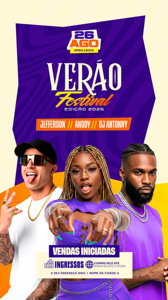 FLYER ARTISTAS E EVENTOS VERÃO FESTIVAL STORY