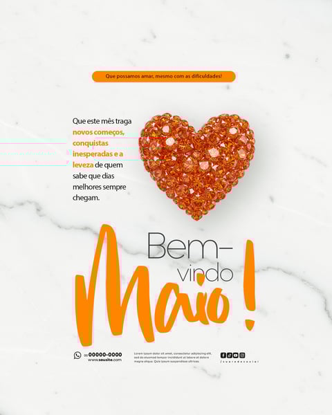 BEM VINDO MAIO SAUDAÇÃO MÊS SOCIAL MEDIA POST EDITÁVEL FEED