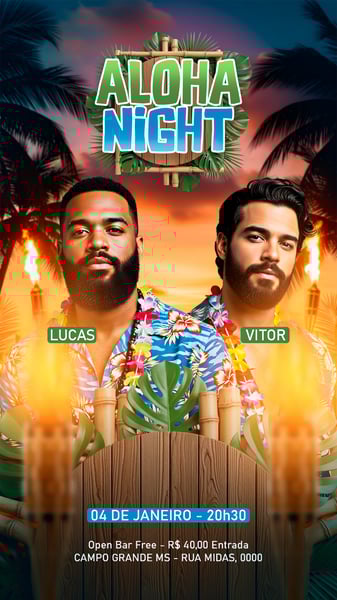 FLYER EVENTO SHOW ALOHA NIGHT PSD STORY 32