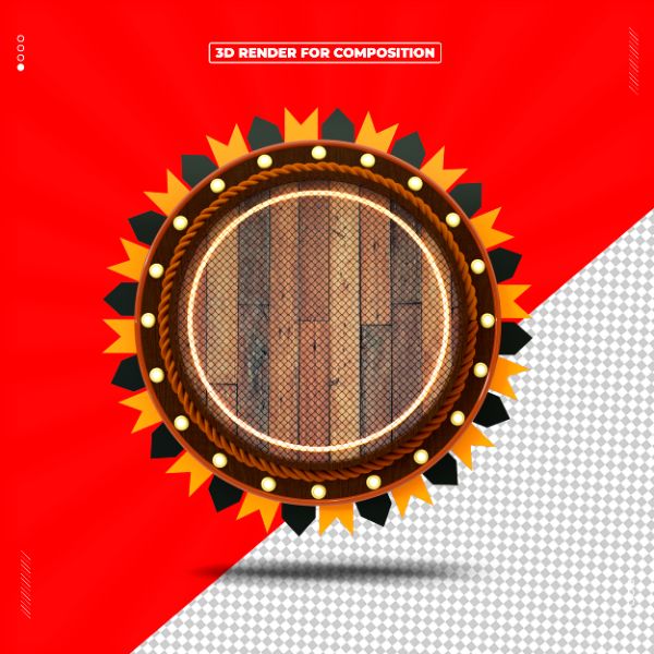 PAINEL REDONDO DE MADEIRA FESTA JUNINA 3D