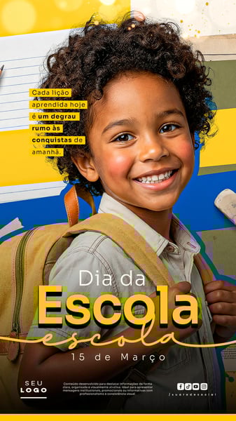 DIA DA ESCOLA 15 DE MARÇO STORY SOCIAL MEDIA PSD EDITÁVEL 2