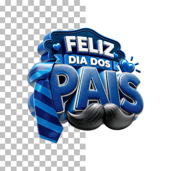 SELO 3D FELIZ DIA DOS PAIS ÂNGULO LATERAL DIREITO
