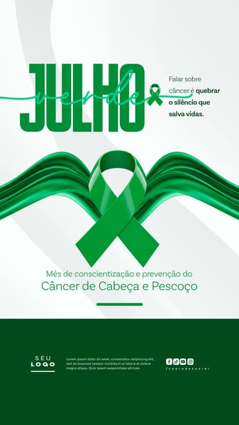 JULHO VERDE CAMPANHA DE SAÚDE COMBATE E CONSCIENTIZAÇÃO AO CÂNCER DE CABEÇA E PESCOÇO LAÇO VERDE STORY
