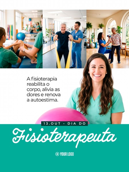 DIA DO FISIOTERAPEUTA 13 DE OUTUBRO SOCIAL MEDIA FLYER PSD EDITÁVEL