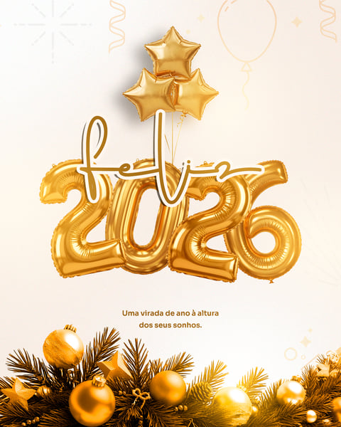 FLYER REDE SOCIAL FELIZ ANO NOVO 2026 PSD FEED 2