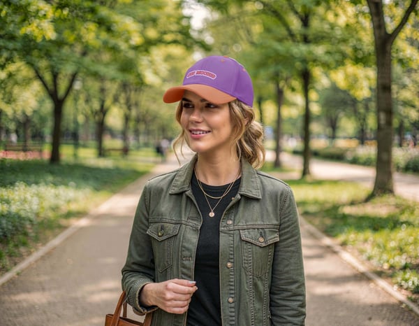 MULHER USANDO BONÉ PSD EDITÁVEL MOCKUP