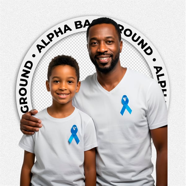PAI E FILHO NEGROS COM FITA AZUL DE NOVEMBRO AZUL 2