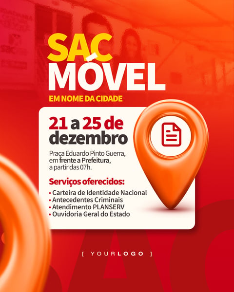 SAC MÓVEL em sua cidade SOCIAL MEDIA PSD EDITÁVEL