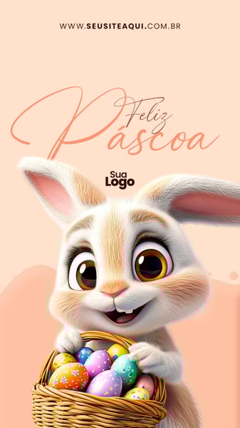 Story Feliz Páscoa, Coelhinho, Chocolate - Social Media