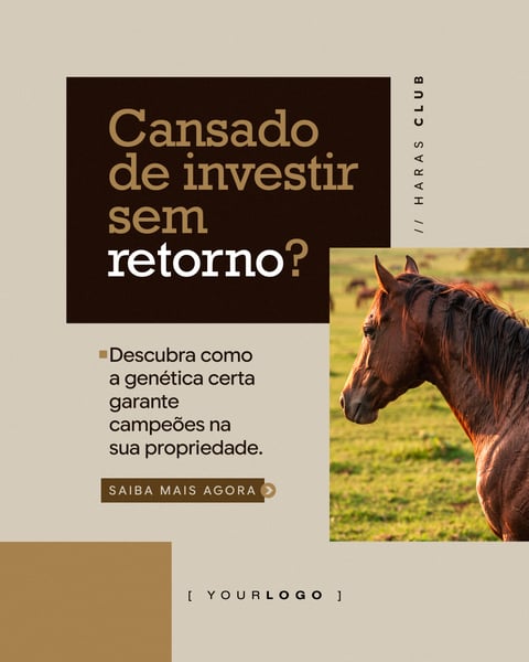 CANSADO DE INVESTIR SEM RETORNO HARAS SOCIAL MEDIA PSD EDITÁVEL