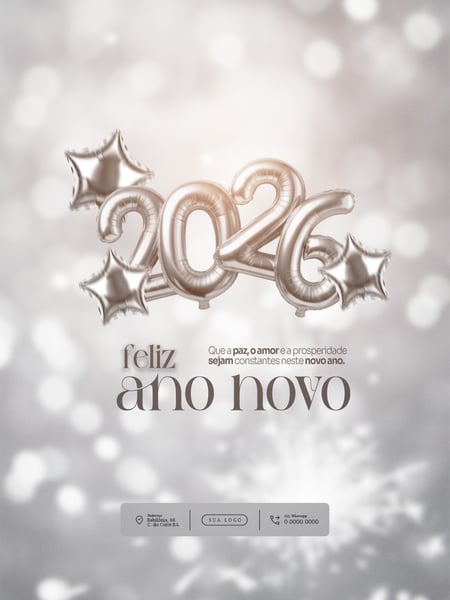 FLYER FELIZ ANO NOVO 2026 PSD EDITÁVEL