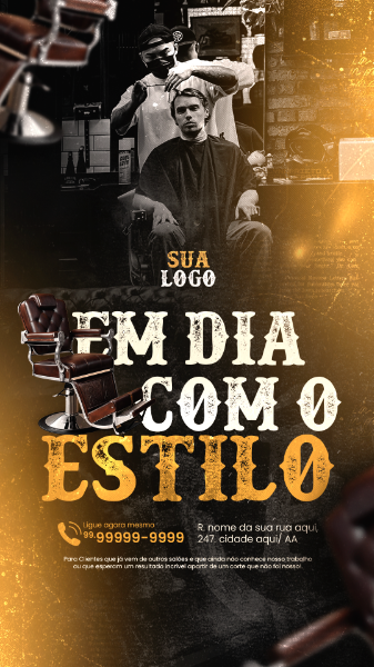 STORIES BARBEARIA SOCIAL MEDIA POST - EM DIA COM O ESTILO