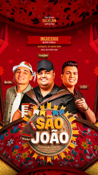 FLYER PARA EVENTOS SÃO JOÃO ARRAIAL FESTA JUNINA TRIO STORYS