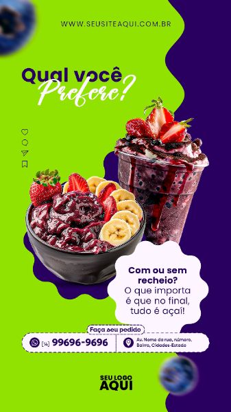 STORY - AÇAÍTERIA E SORVETERIA - SOCIAL MEDIA - PSD EDITÁVEL