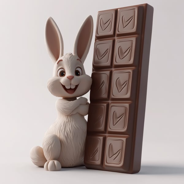 ALL BARRA DE CHOCOLATE COM COELHO BRANCO 3D (24)