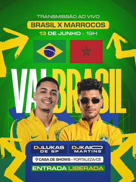 FLYER EVENTO COPA DO MUNDO BRASIL X MARROCOS FEED PSD EDITÁVEL