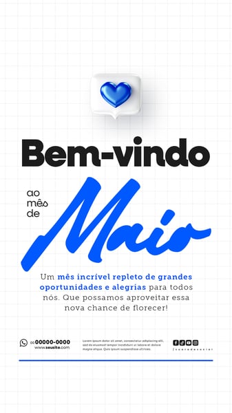 BEM VINDO MAIO SAUDAÇÃO MÊS SOCIAL MEDIA POST EDITÁVEL STORY 29