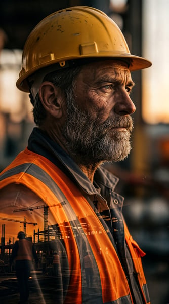 TRABALHADOR DE CONSTRUÇÃO COM UNIFORME E EQUIPAMENTO 14