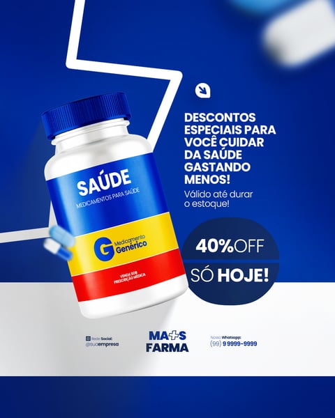 FARMÁCIA REMÉDIOS CÁPSULA FORMULAS MEDICAMNETOS PROMOÇÃO SOCIAL MEDIA PSD EDITÁVEL
