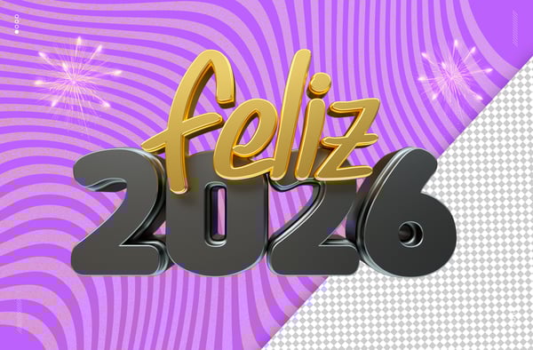 SELO 3D REVEILLON 2026 FELIZ ANO NOVO PARA COMPOSIÇÃO