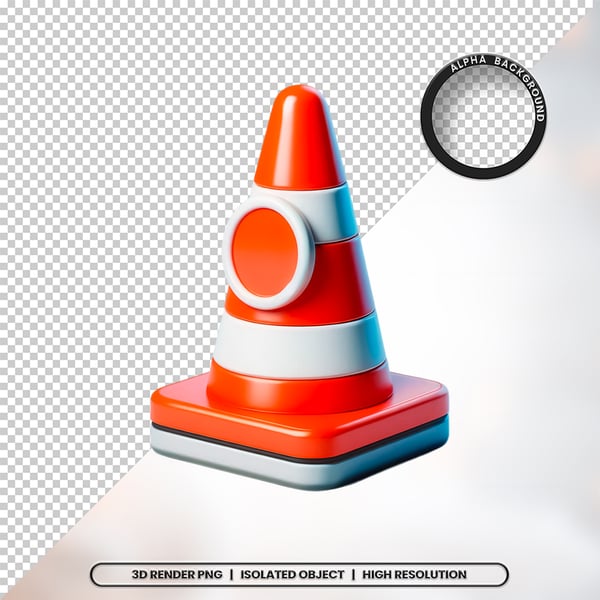 3D RENDER CONE CONSTRUÇÃO ELEMENTO ÍCONE PSD PNG