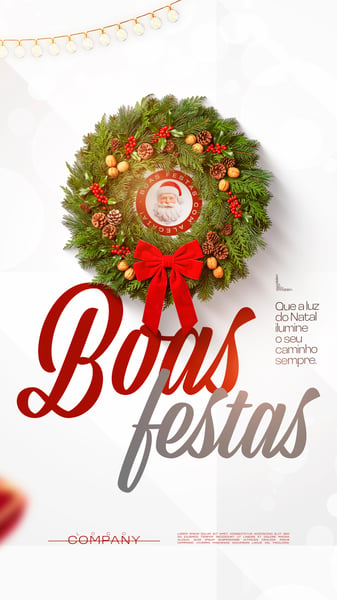 BOAS FESTAS NATAL GUIRLANDA SOCIAL MEDIA FLYER PSD EDITÁVEL STORY