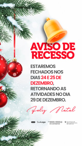 STORY COMUNICADO DE NATAL RECESSO SOCIA MEDIA (9) PSD EDITÁVEL