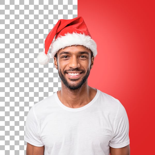 HOMEM COM GORRO DE NATAL PSD EDITÁVEL