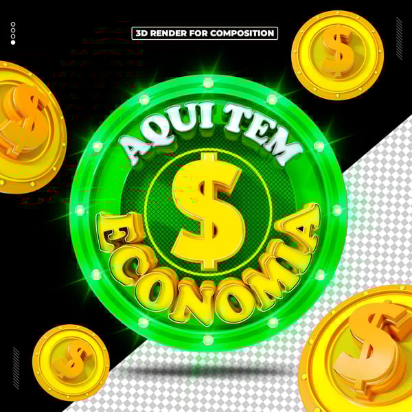 SELO 3D AQUI TEM ECONOMIA PARA COMPOSIÇÃO