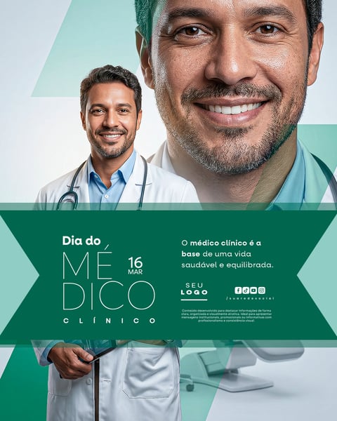 DIA DO MÉDICO CLÍNICO 16 DE MARÇO SOCIAL MEDIA PSD EDITÁVEL 4