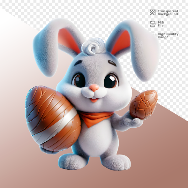 COELHO DA PÁSCOA  ELEMENTO 3D PARA COMPOSIÇÃO - COELHO COM CHOCOLATE
