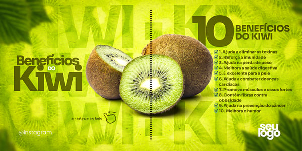 POST CARROSSEL BENEFÍCIOS FRUTA KIWI SOCIAL MEDIA