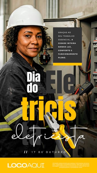 DIA DO ELETRICISTA HOMENAGEM PROFISSIONAL SOCIAL MEDIA FLYER PSD EDITÁVEL STORY