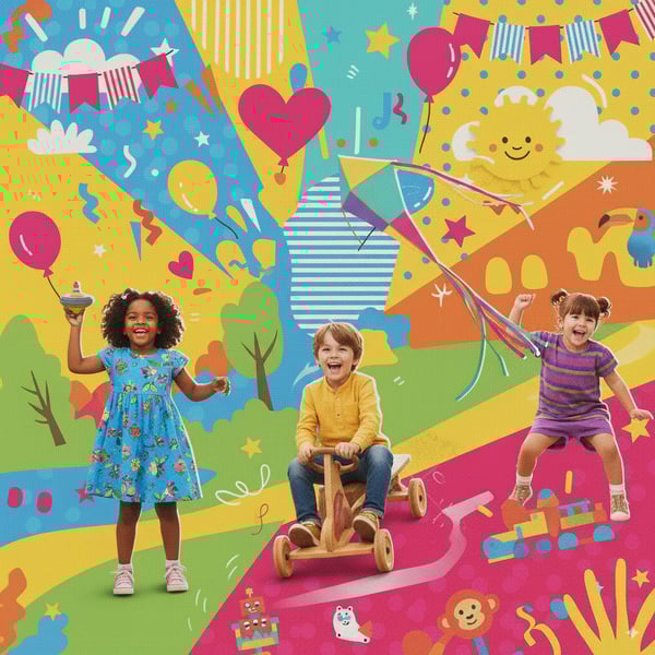 IMAGENS COLORIDAS DE CRIANÇAS SE DIVERTINDO COM BRINQUEDOS