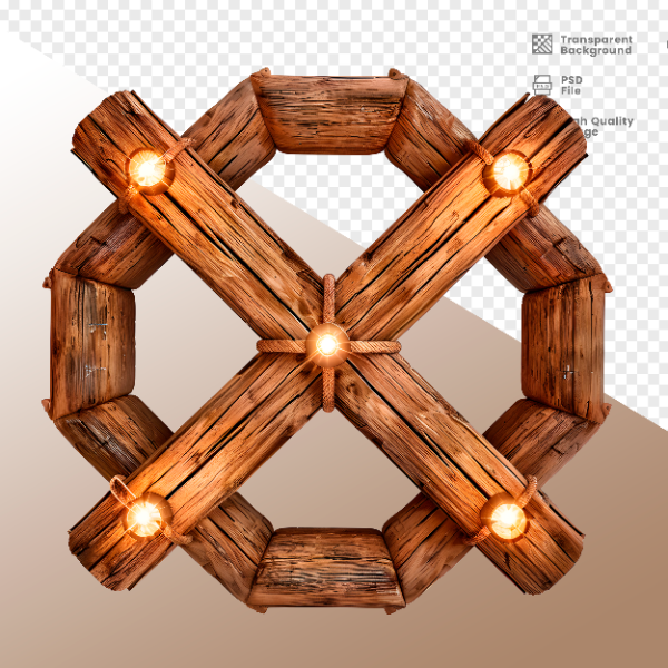 CÍRCULO DE MADEIRA COM LUZ - ELEMENTO 3D PARA COMPOSIÇÃO - WOOD