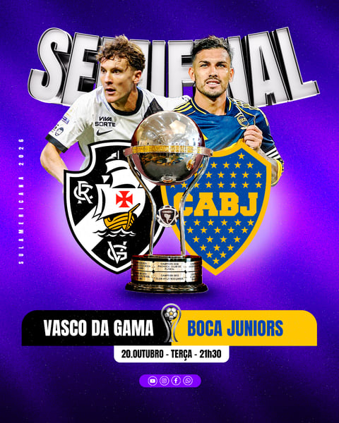 Semifinal Sul-Americana 2026 Vasco da Gama x Boca Juniors PSD Editável