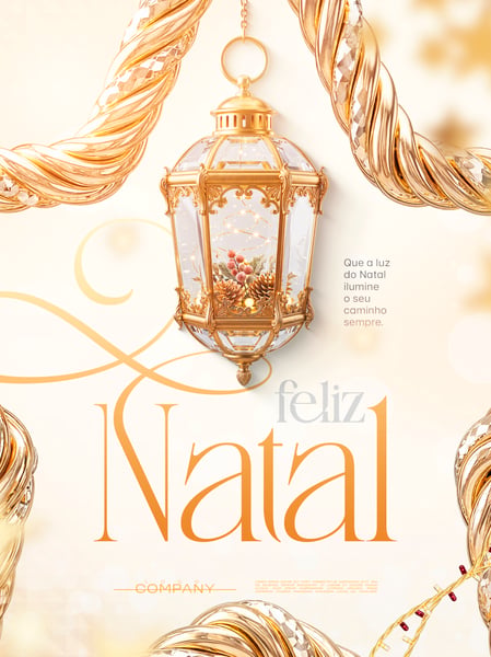 FELIZ NATAL LANTERNA DOURADA SOCIAL MEDIA FLYER PSD EDITÁVEL