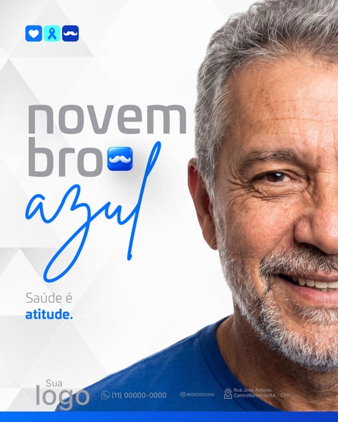 NOVEMBRO AZUL MÊS DE COMBATE AO CÂNCER DE PRÓSTATA SOCIAL MEDIA PSD EDITÁVEL 2