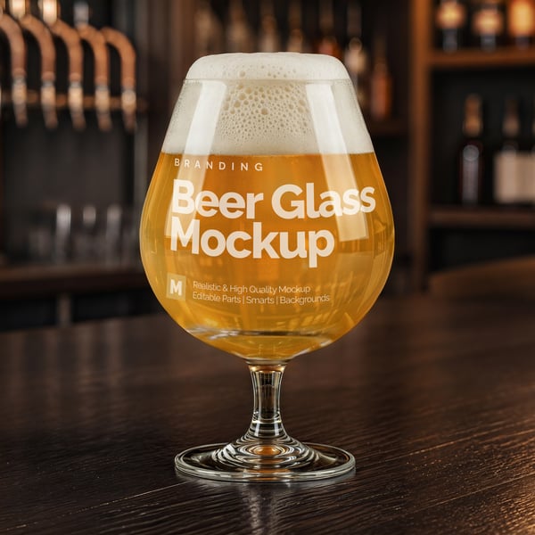 COPO DE CERVEJA PSD EDITÁVEL MOCKUP